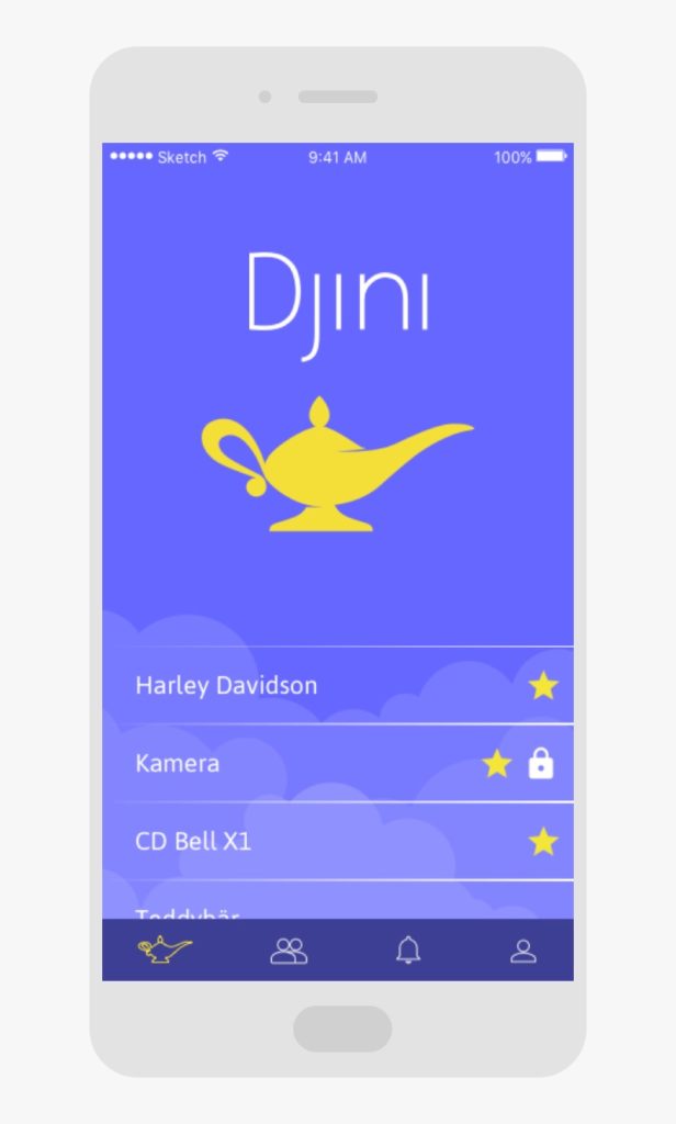 Home Screen der Djini App